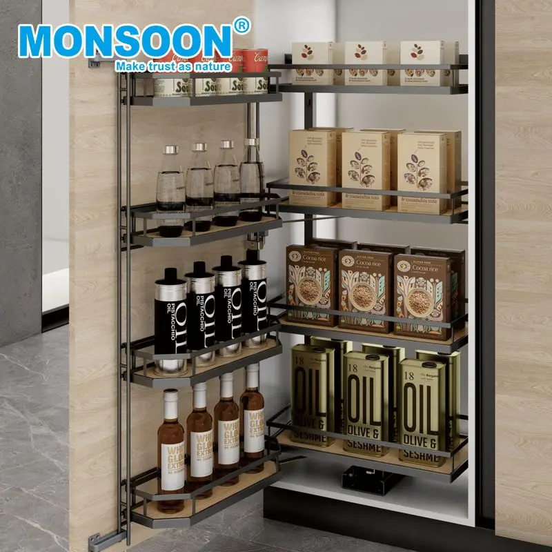 kitchen cabinet storage accessories Pantry Organization Multi Purpose Slide-out Tall Unit Pull Out Pantry Swivel Basket
