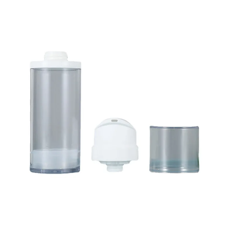 100ml AS Transparent Plastic Airless Vacuum Pump Bottle Manufacturer for Cosmetics Serum Packing with White