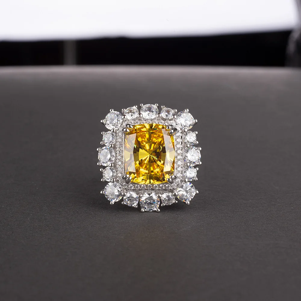 Luxury Pink Diamond Stone Ring 925 Sterling Silver Engagement Ring Vintage Wedding Rings For Women