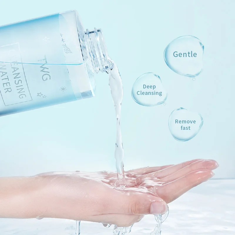 TWG Private Label Natural Make-up Removal Facial Cleansing 2 in 1 Hot Spring Mineral Micellar Water With Pump Head