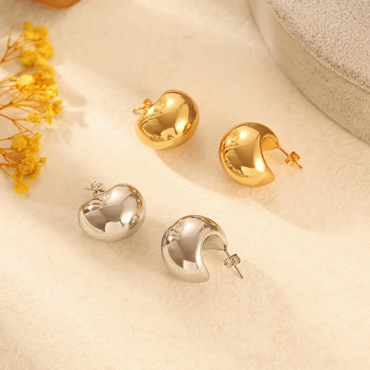 Luxury Thicker Chunky Hollow Earrings 18K Gold High Quality Finished Jewelry Waterproof Unique Model