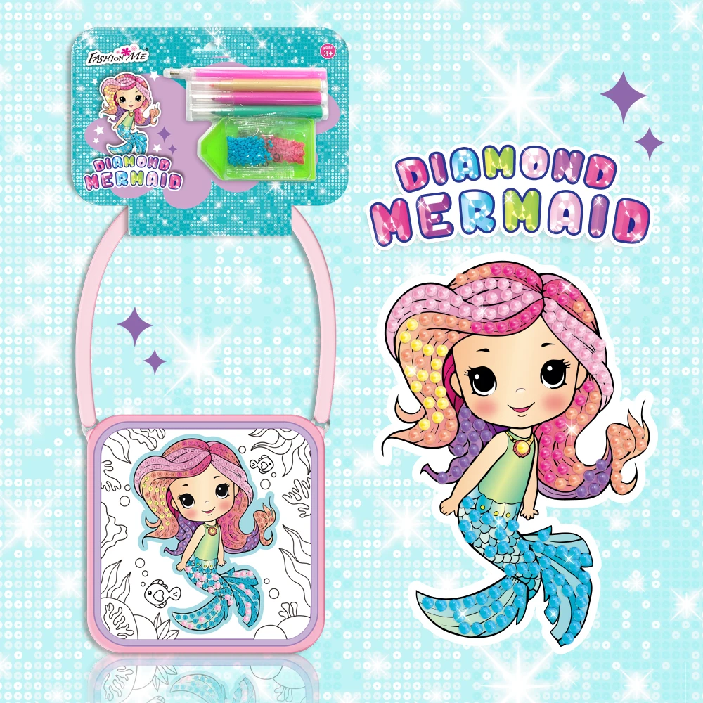 2024 HOT FASHION children colored drawing  Diy diamond painting  cross body bag heart shape