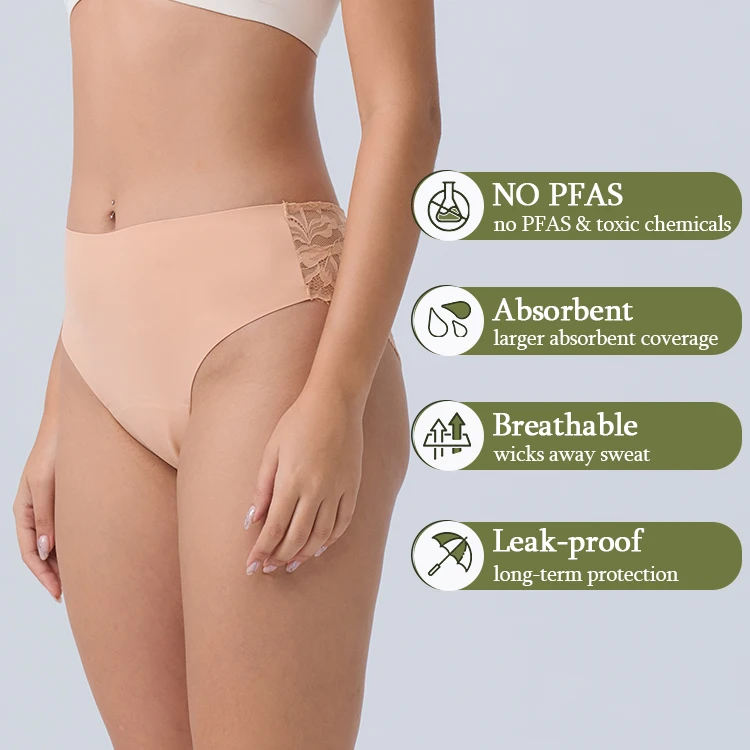 New woman lace Seamless 4 Layers Absorbent menstrual period brief underwear lady Anti-Bacterial breathable perion panteis