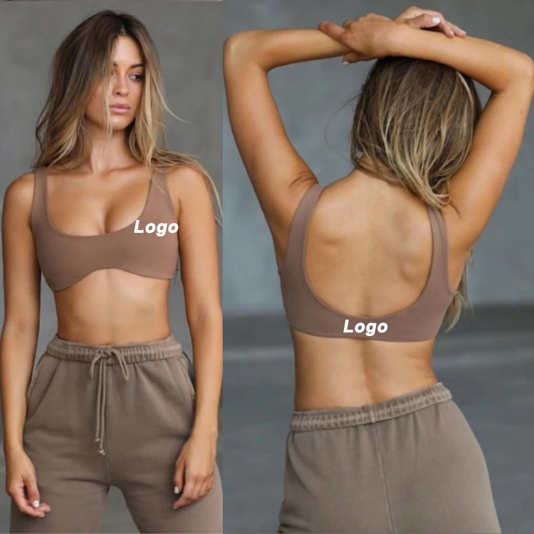 Custom U Neck Push Up Bra Pilates Training Moisture Wicking Yoga Plain Seamless Sports Bra for Women
