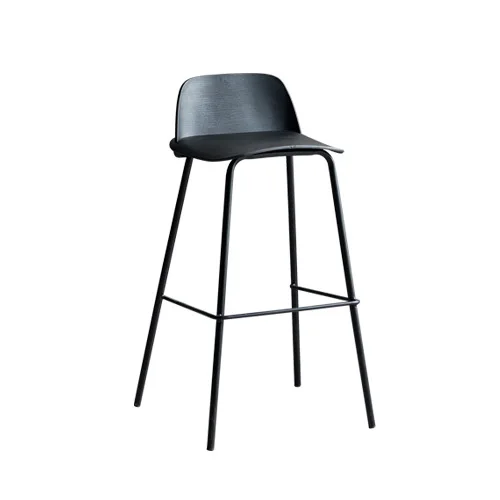 Manufacturer Supplied Ready-Made Nordic Bar Stools Creative Modern High Backrest Leather Chairs with High Legs for Dropshipping