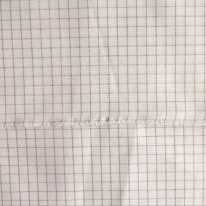 0.5cm check 70 times washing ESD plain polyester cotton japanese carbon fiber conductive fabric for T-shirt