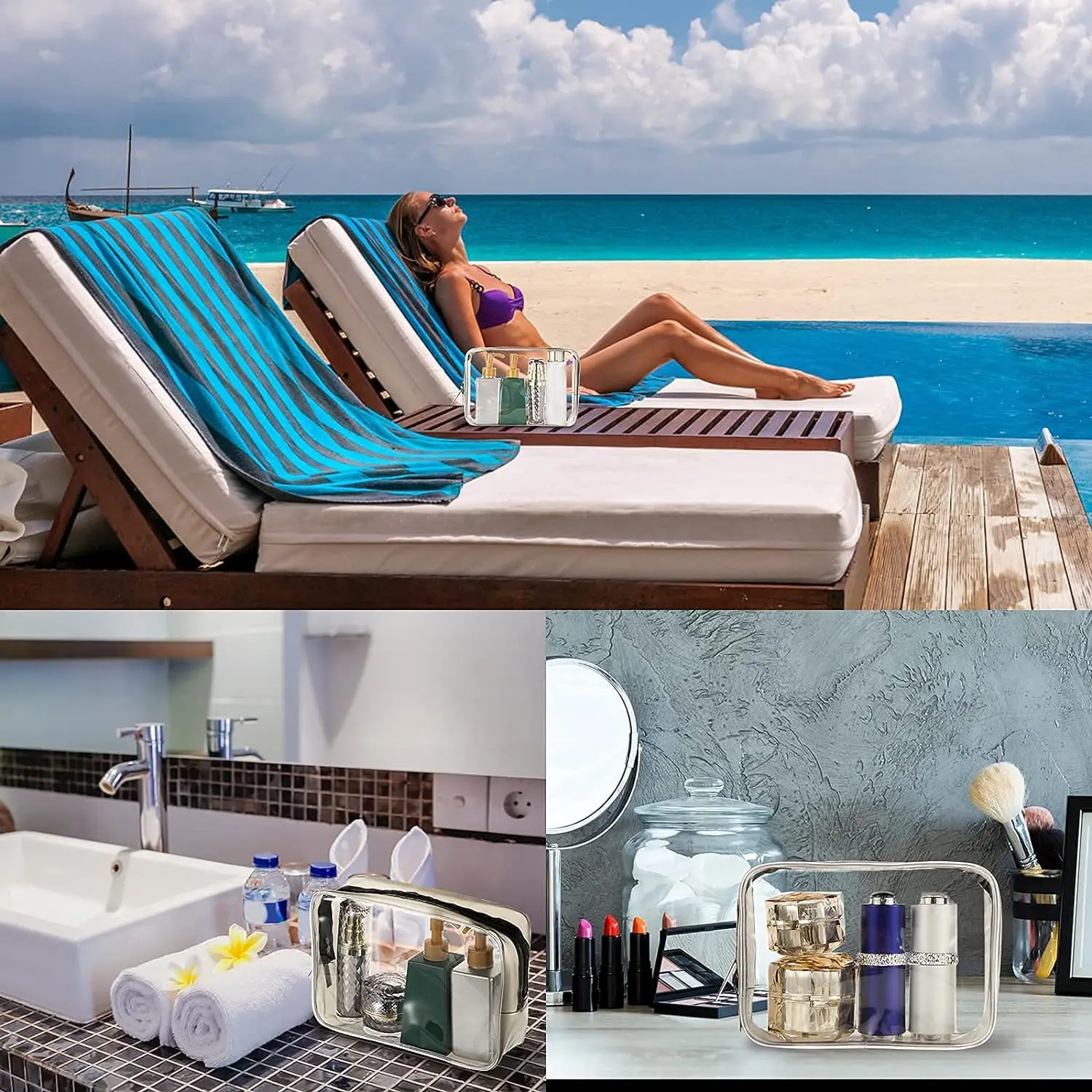 Cheap Travel Swimming Pool Multi-Functional Transparent Zipper Multi-Size Bags For Packaging Cosmetics