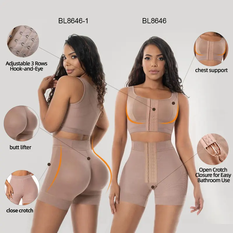 Liposuction Surgury Post Op Shapewear Women Post Surgical Fajas Colombianas High Compression Body Shaper Shorts 2 Piece Set