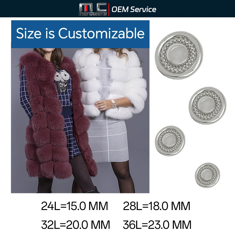 OEM Custom Simple Luxury Multi Size Metal Custom Button Zinc Alloy Shank Buttons Coats Button for Women