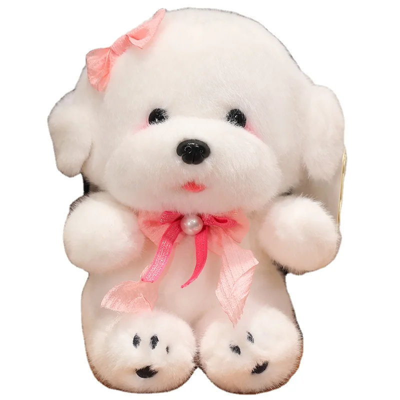 Plush Puppy Toy  Lifelike Soft Cuddly Toy Cute Dog Plush Toys Bichon Frise Puppy Stuffed Animals Gifts For Kids
