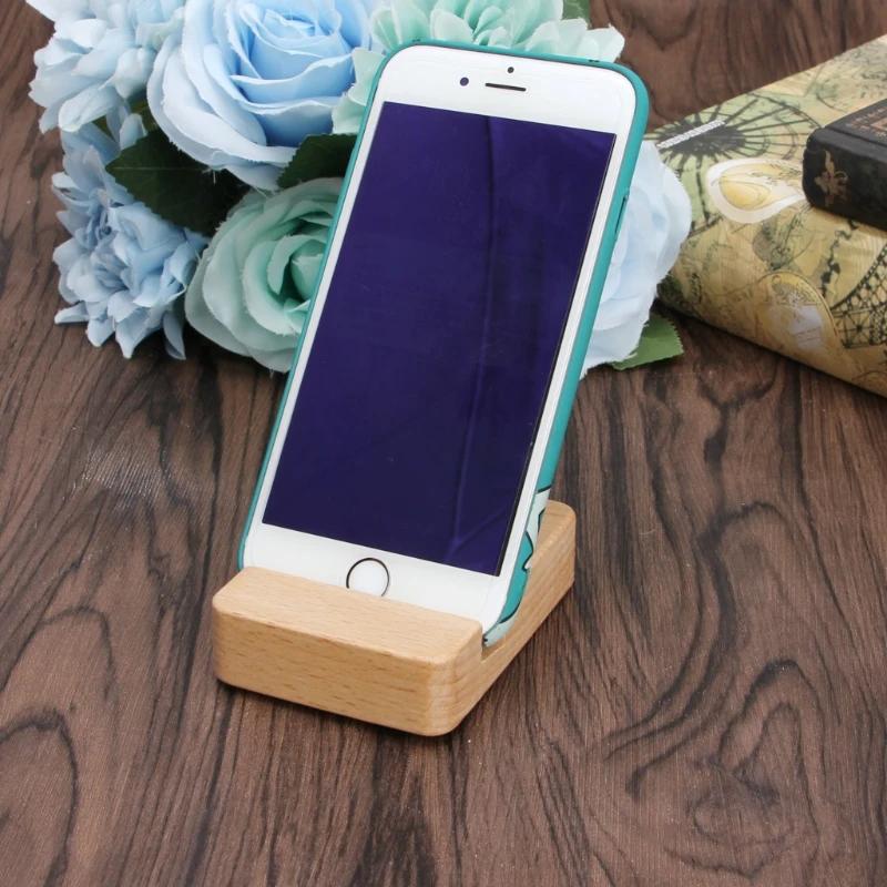 
Portable Desk Cell Phone Wood Stand Holder Dock For Smartphone iPhone iPad Mini 