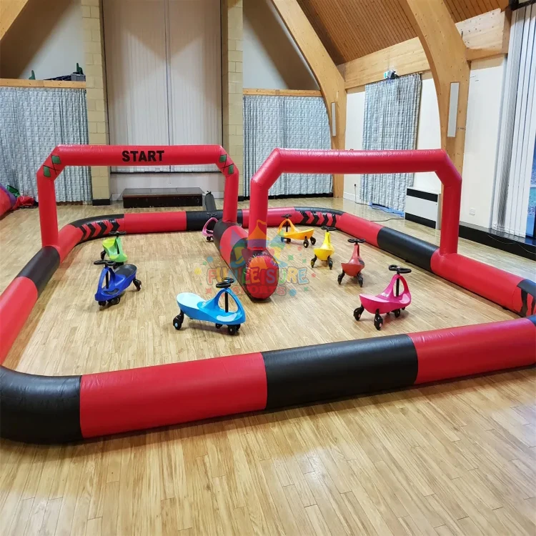 Outdoor carnival party portable air sports arena kart racing inflatable race track for sale