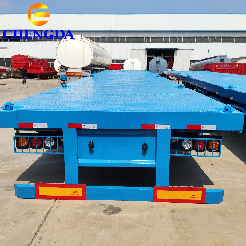 Low Price 20ft 40ft 50ft 3 4 Axles Flat Bed Semi Truck Trailers New Or Used Container Shipping Flatbed Trailers