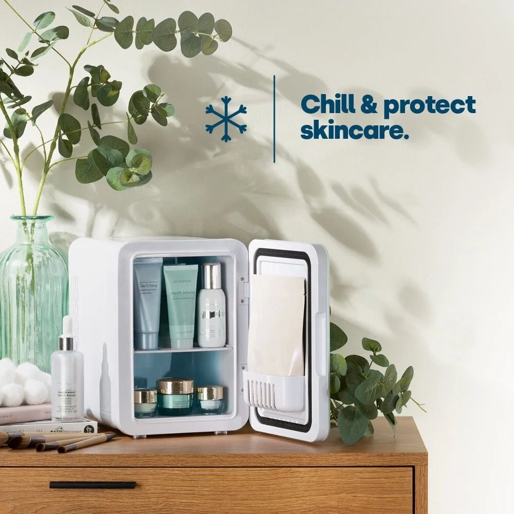 new design 4L makeup beauty cosmetic skincare refrigerator cooler mini fridge with mirror LED light black color UKCA CB CE ETL