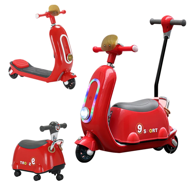 New Model Baby Swing Electric Ride On Car Multifunction 3 Wheel Toy Scooter For Kids Children Electric Tricycle Motorbike 3 In 1