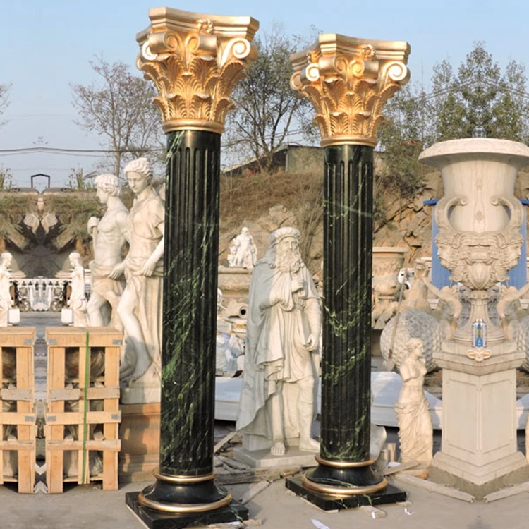 Fine Quality Luxury Green Decorative Marble Stone Column for Sale