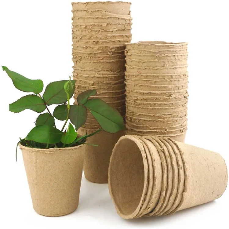 Garden Biodegradable Seedlings Germination Seed Starter paper pulp plant flower pot