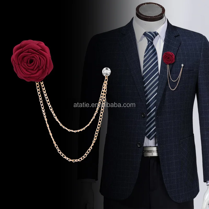 Брошь с кисточкой в виде костюма для мужчин, брошь ручной работы в стиле ретро с изображением розы, ювелирное изделие для рубашки, аксессуары для свадьбы, вечеринки, жениха