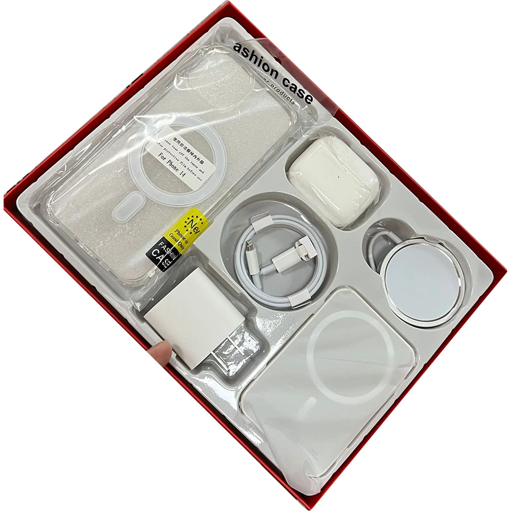 High quality mag safe power bank Six set  including earphone data cables wireless charger 5000mah magnetic powerbank