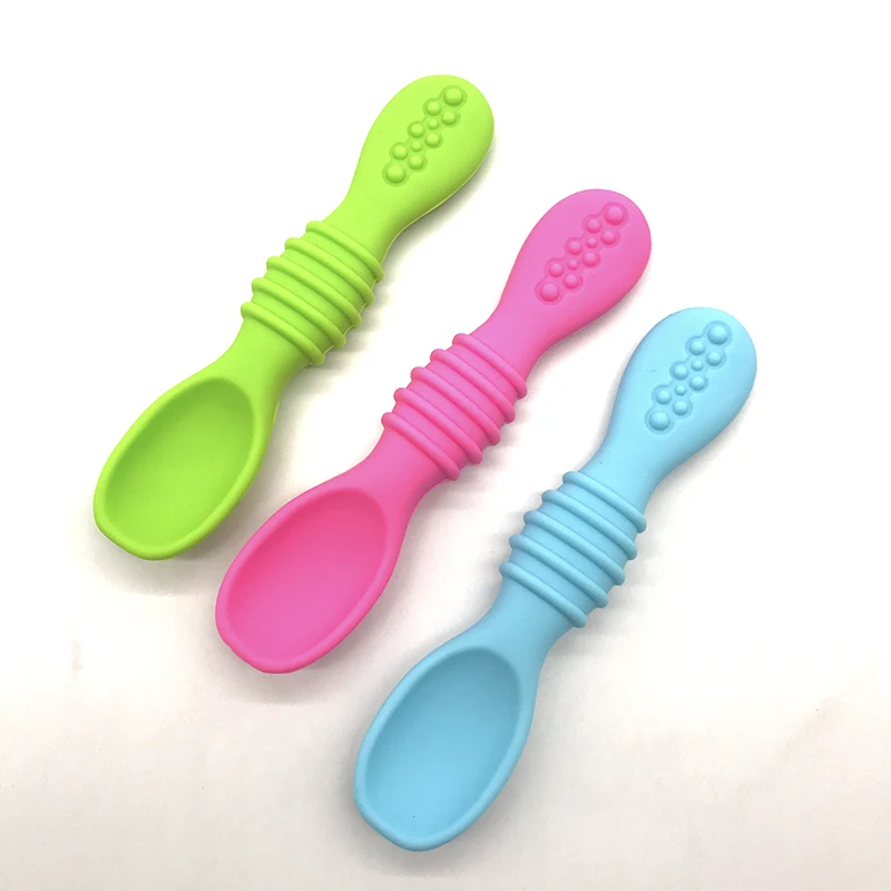 BHD BPA Free Soft First Stage Silicone Infant Baby Feeding Training Spoons for Kids Toddlers Children