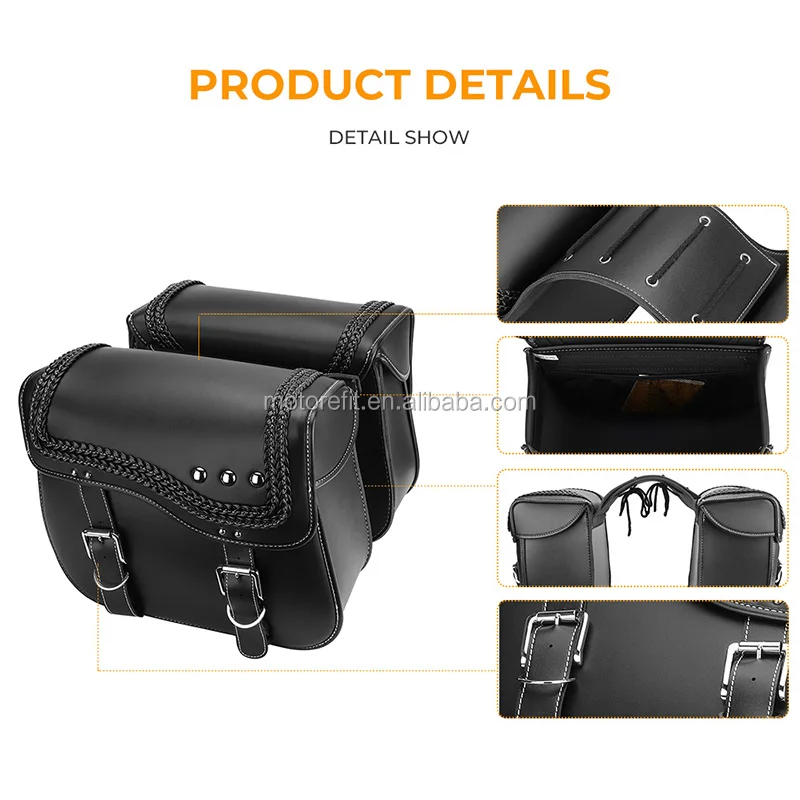 RTS Motorcycle Saddlebags PU Leather Luggage Side Bag Tool Bags For Touring Electra Glide Sportster 883 1200 Waterproof
