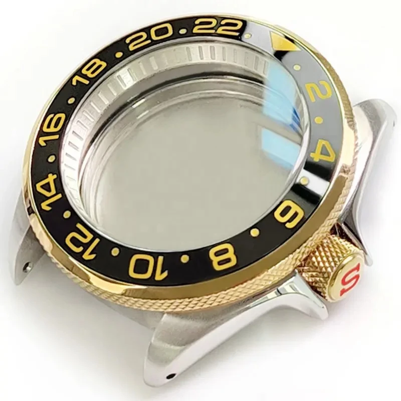 Silver Gold Watch Case Stainless Steel Bezel Insert Sapphire Glass For SEIKO SKX007 009 Fit NH35 36 Movement 3 crown Watch Parts