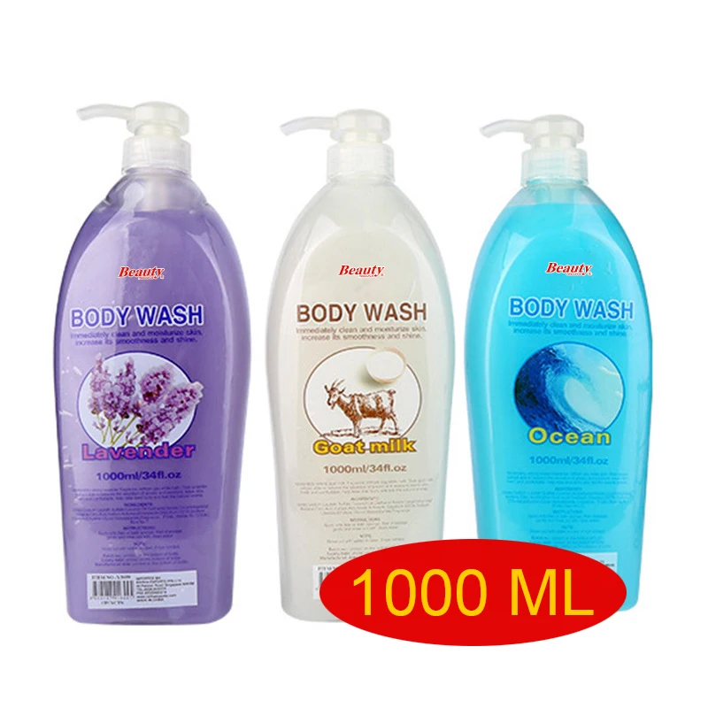 1L 1000ml Lavender Marine Cleansing Deep Moisturizing body wash liquid soap hotel shower gels goat milk shower gel