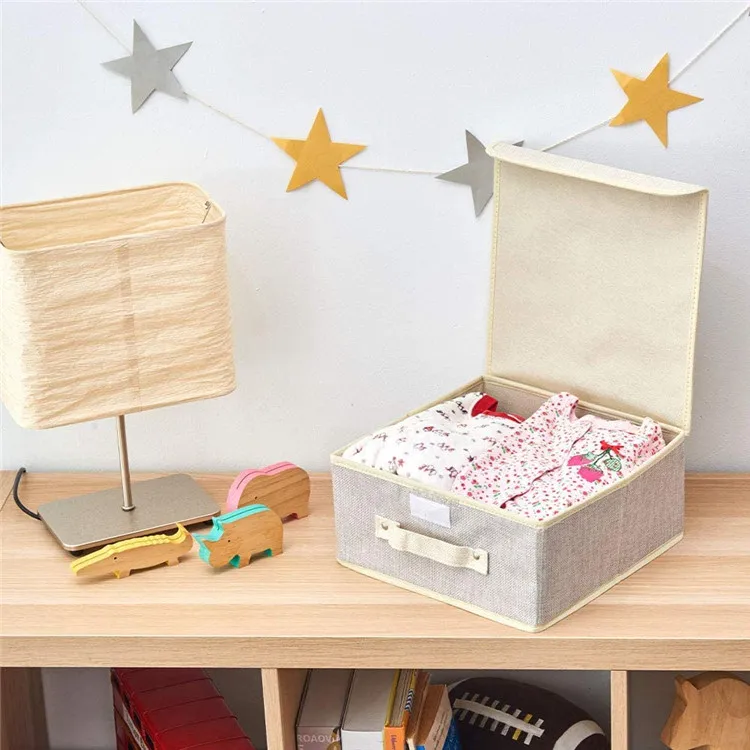 Beige 4 Pack Small Fabric Wardrobe Storage Boxes Home Storage Organization Boxes