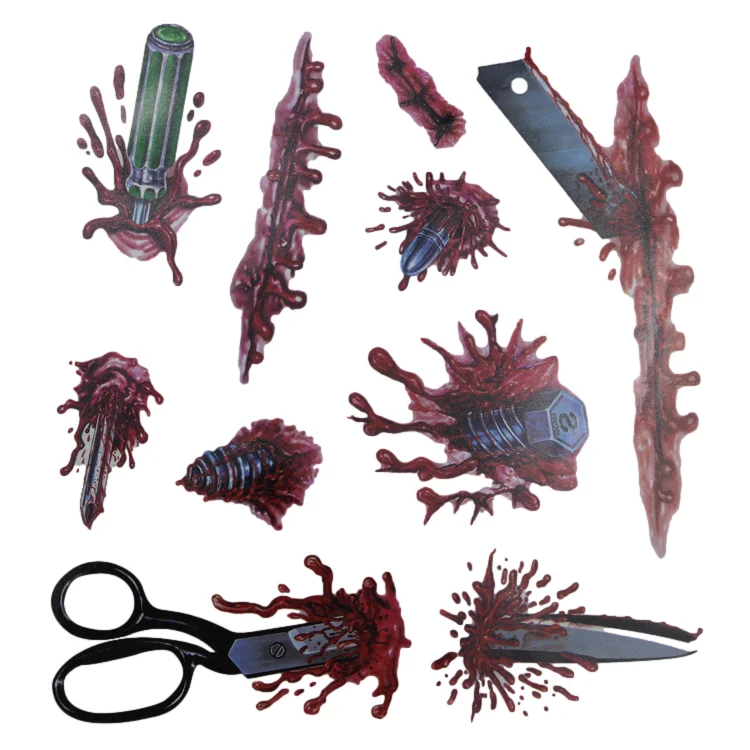 Декоративные бумажные временные наклейки для татуировок «сделай сам», водостойкие татуировочные наклейки на Хэллоуин с кровавой раной