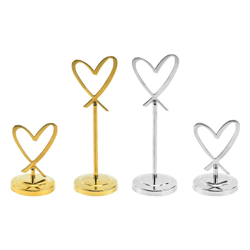 AMAZON Catering Love Heart-shaped Stainless Steel Name Tag Holder Restaurant Buffet Utensils Tableware Table Number Holder