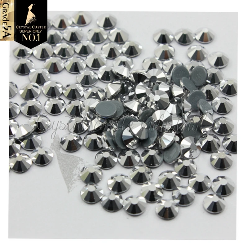 
Crystal Castle 5A Best Glass Strass Hot fix Black Jet Hematite Labrador Crystal Stones Silver Flare Rhinestone Hotfix For Shoes 