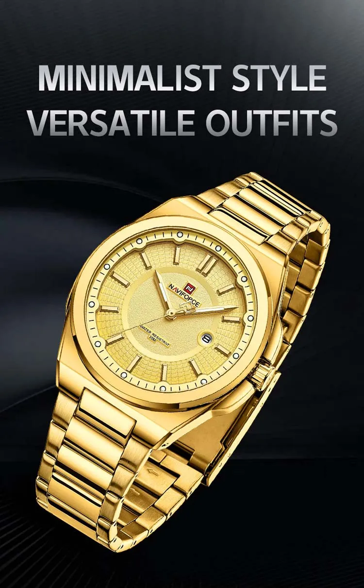 NAVIFORCE NF9212 luxury personalized man quartz watch nice Stainless steel band Luminous date display Minimalist business watch