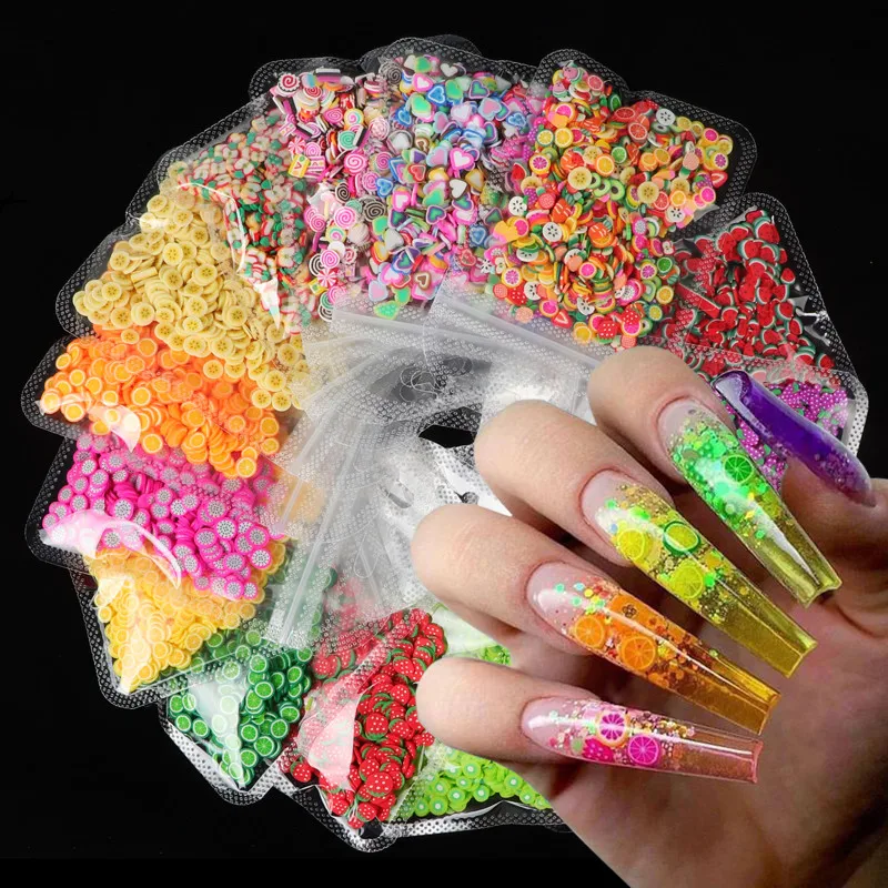 
3D Colorful Tiny Fruit slices Sequins for Nails DIY Design Acrylic Beauty Polymer Clay Nail Art Accessories 