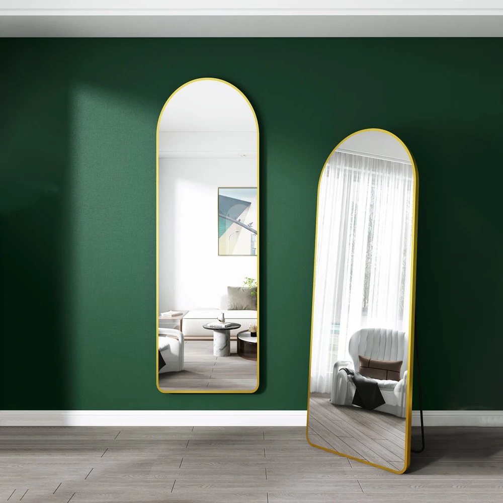 Modern Aluminium Frame Stand Large arched door mirror Decorative Floor Full Long Mirror Stand Or wall arche Mirror