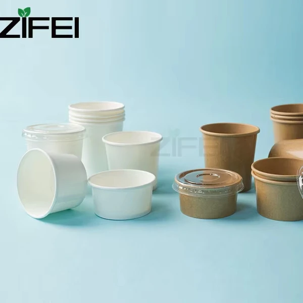 Custom Biodegradable Kraft Paper Cup Small Printer 1.5oz 2oz 3oz 4oz Disposable 45ml Small Sauce Dip Cups With Lids