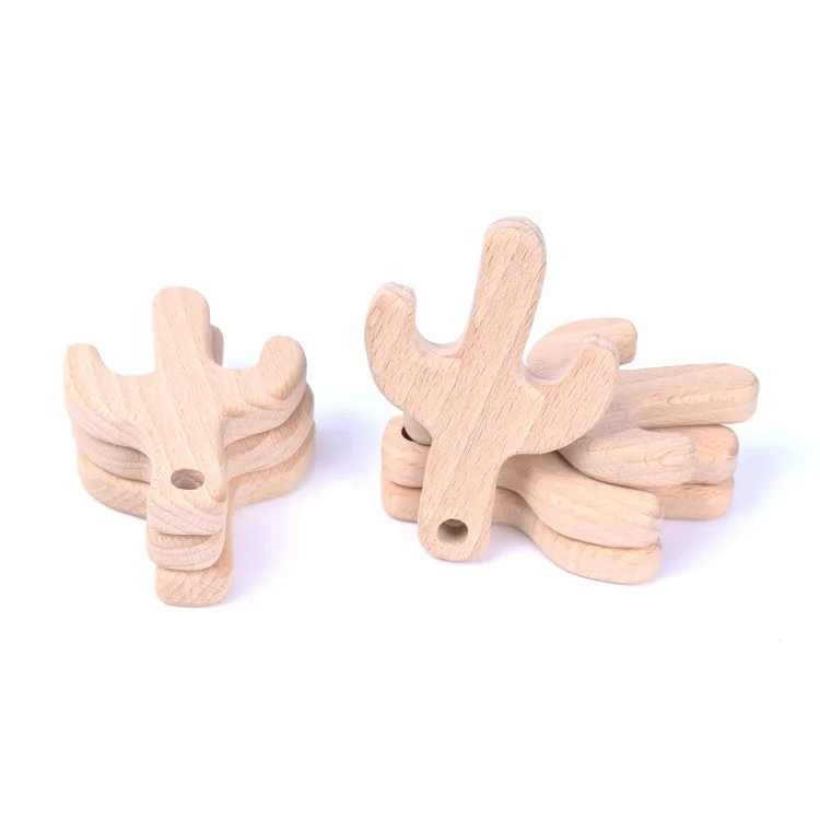 Promotion Pendant Teething Toy Beech Wood Chewing Baby Accessories Toys Cactus Baby Teether Silicone Bracelet