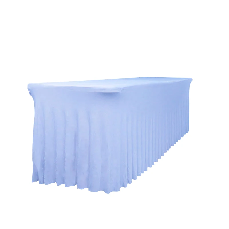 Wholesale Solid Color Elastic Stretch Tablecloth Outdoor Ruffled Wedding Party Table Skirt