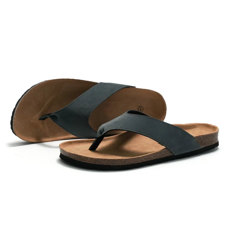 Custom Cork Sandals Open Toe Slip on Slide Slippers Men Comfortable Walking Orthopedic Thong Cork Flip Flops EVA Outdoor PU