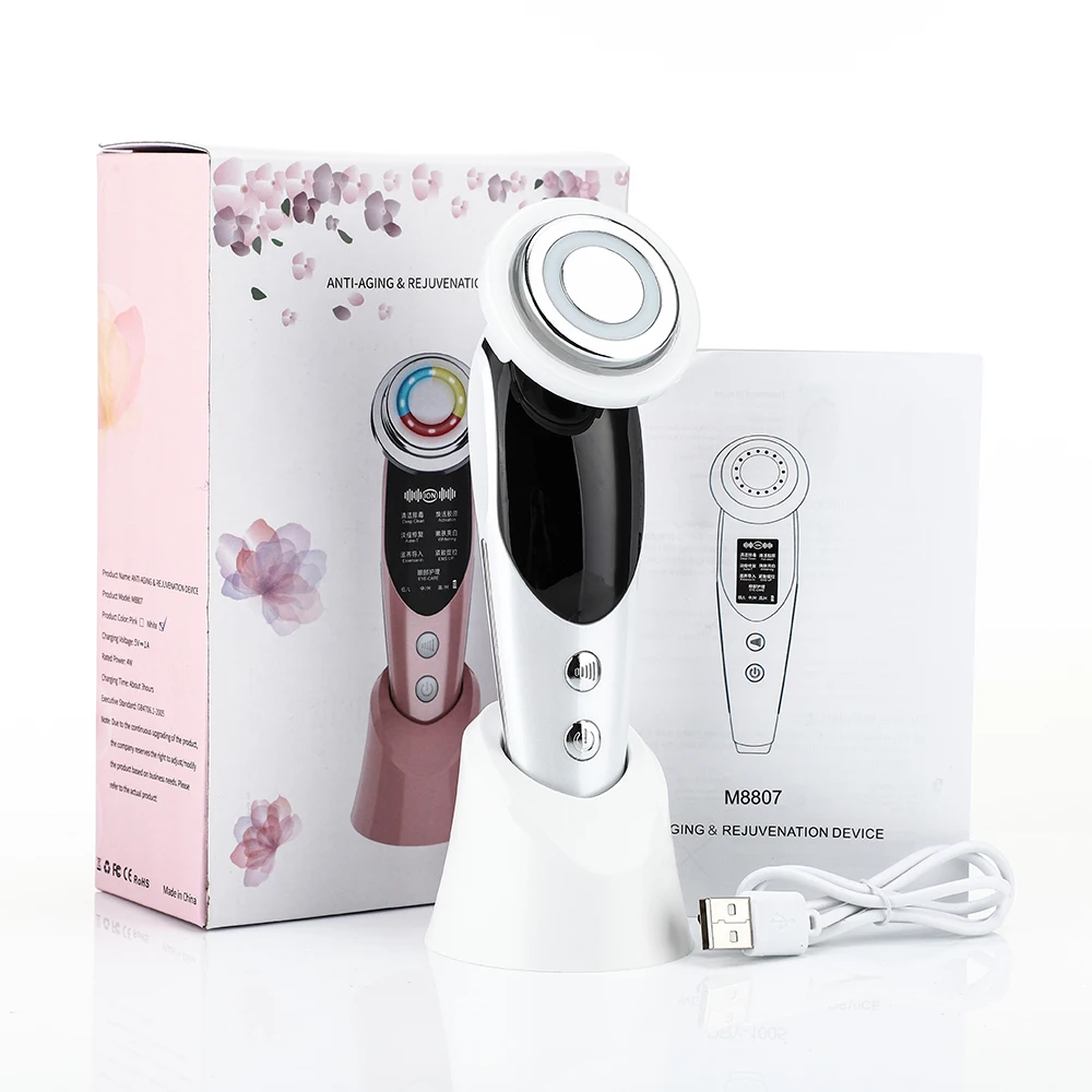 
7 in 1 Facial Mesotherapy Massager Radiofrequency Face Apparatus Radio Frequency EMS Skin Tightening Lifting Device LED Care 