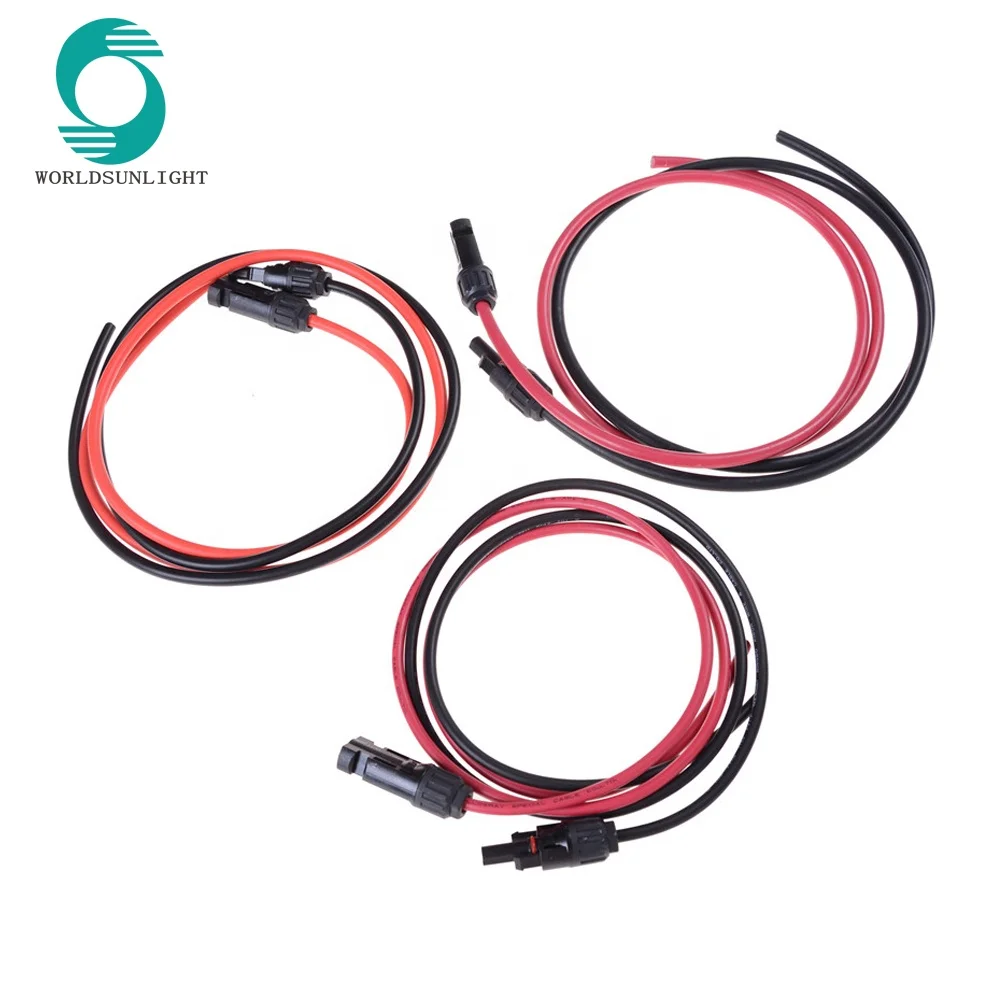 Solar PV Cable 12 AWG 4mm2 with solar connector Tinned-Copper Conductor TUV approved XLPE insulation solar cable wire
