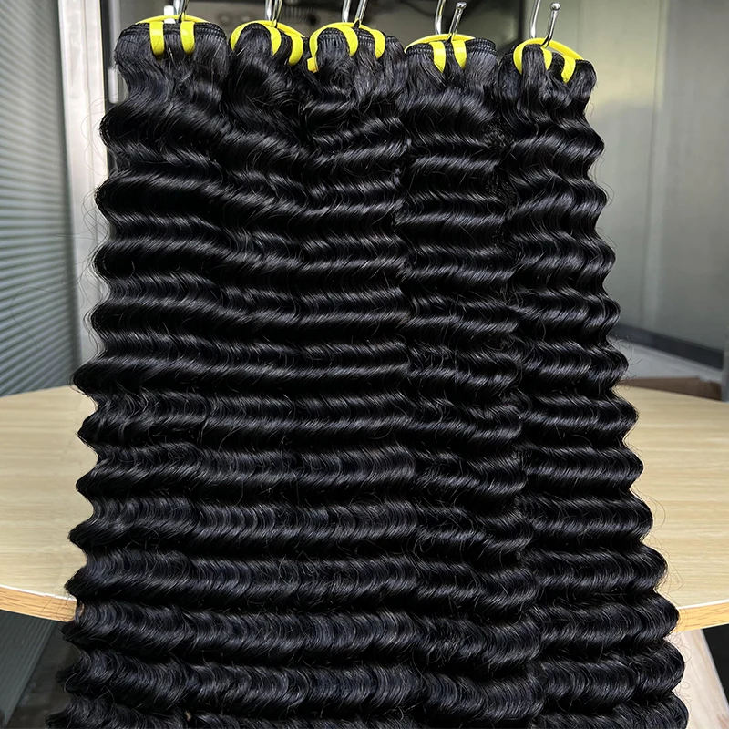 Raw Donor Unprocessed Hair 12A Grade Natural Wave Raw Indian Hair Loose Deep Wave Bundles