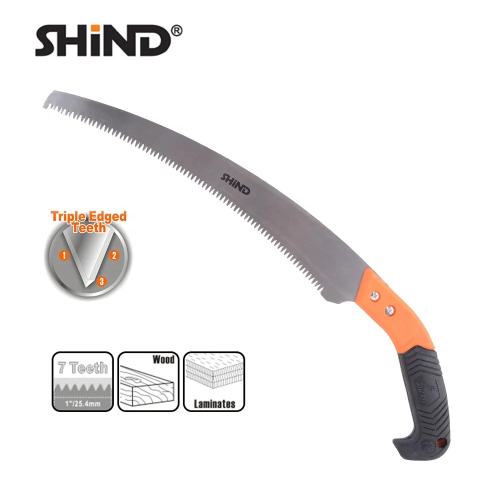 SHIND 94649 High Quality Plastic Handle Pruning Saw High Speed Steel Deep Sharpen Teeth Wood 350mm Carton Customized Logo 72pcs