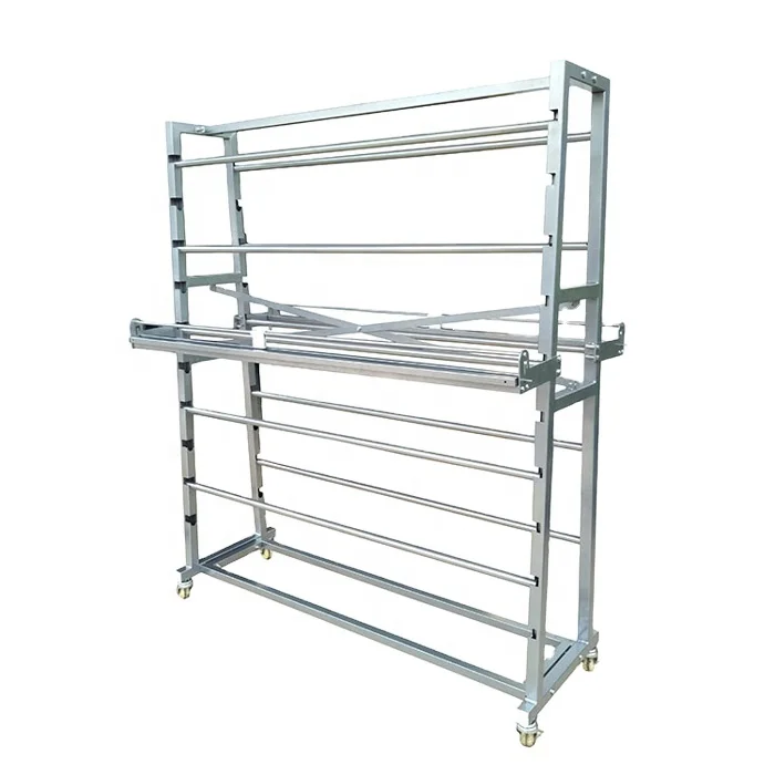 Customized Heavy Duty Metal wallpaper display rack Curtain display rack Rolling display stand