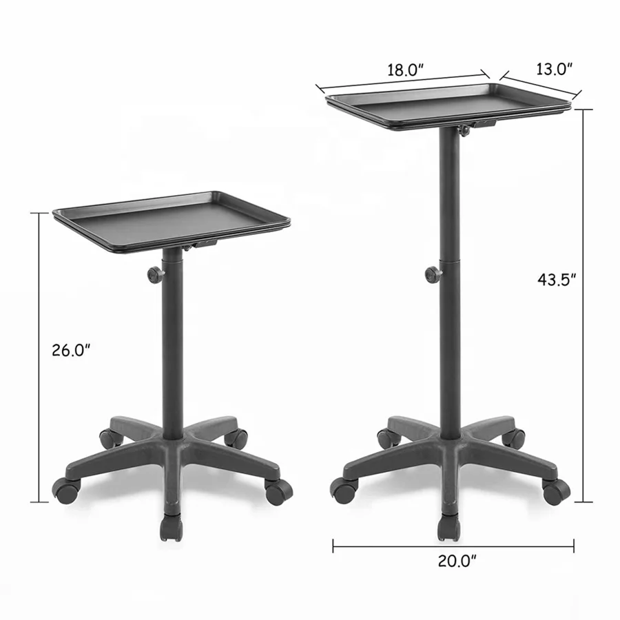 2023 Full Black Rolling Tattoo Studio Work Station Cart Dental Hair Beauty Salon Trolley with Detachable Tray