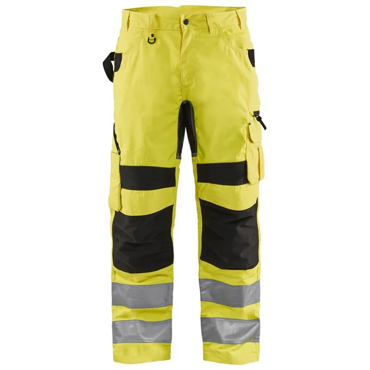 High Quality Safety Work Trousers Multi Pockets Cargo Work Pants Men Reflective Hi Vis Workwear Trousers