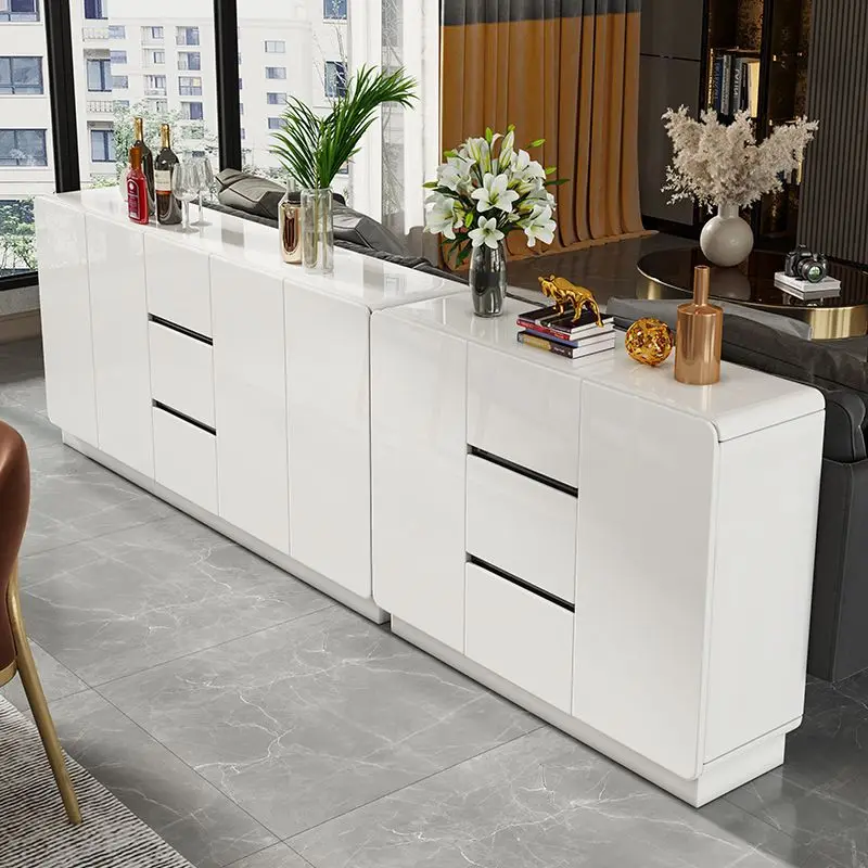 Custom Design Hot Seller with Tableware Display Cabinet Living Room Sideboard High-end White Wooden Modern Minimalist Locker