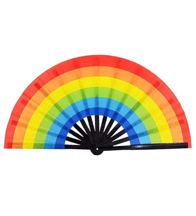 Decoration Clack Folding Bamboo Fan Pride Rainbow Hand Fan Custom Printing Handheld Fan
