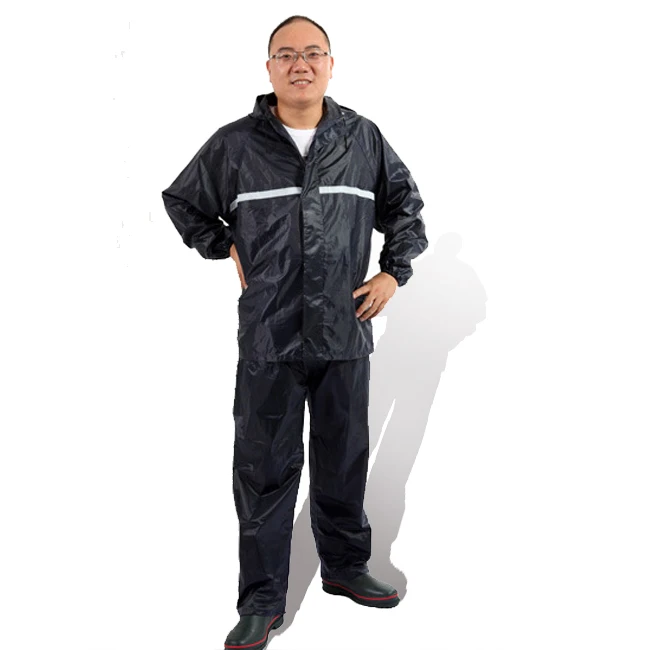 
High quality Custom polyester coating motorcycle rainsuit raincoat with reflective tape waterproof PVC rain jacket 