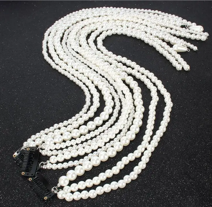 wholesale 2019 newest pearl chain tassel hair accessories fashion women extension pearl hair chain accessory