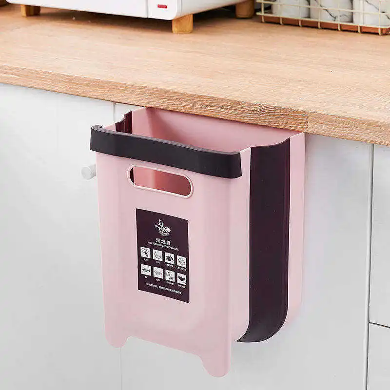 2022 New Plastic Pop Up Car Trash Can Factory Direct Sale Decorative Kitchen Wall-mounted Folding Storage Bins Trash Bin